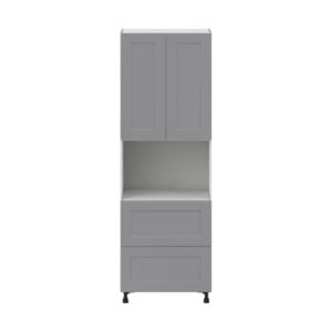 Willow Painted Slate Gray  Shaker Assembled Pantry Microwave  Cabinet with 2 Drawers (30 in. W x 89.5 in. H x 24 in. D)