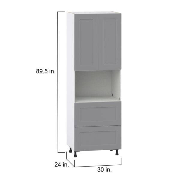 Willow Painted Slate Gray  Shaker Assembled Pantry Microwave  Cabinet with 2 Drawers (30 in. W x 89.5 in. H x 24 in. D)