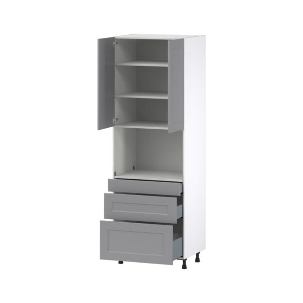 Willow Painted Slate Gray  Shaker Assembled Pantry Microwave  Cabinet with 3 Drawers (30 in. W x 89.5 in. H x 24 in. D)