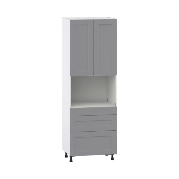 Willow Painted Slate Gray  Shaker Assembled Pantry Microwave  Cabinet with 3 Drawers (30 in. W x 89.5 in. H x 24 in. D)