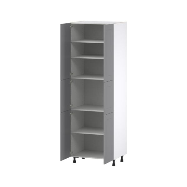 Willow Painted Slate Gray  Shaker Assembled Pantry  Cabinet with 5 Shelves (30 in. W x 89.5 in. H x 24 in. D)