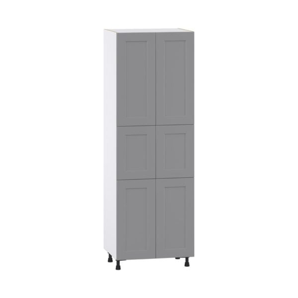 Willow Painted Slate Gray  Shaker Assembled Pantry  Cabinet with 5 Shelves (30 in. W x 89.5 in. H x 24 in. D)