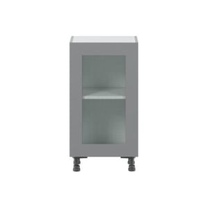 Willow Painted Slate Gray  Shaker Assembled Shallow Base Cabinet with a Full High Glass Door (18 in. W x 34.5 in. H x 14 in. D)