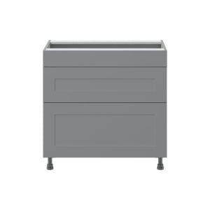 Willow Painted Slate Gray  Shaker Assembled Cooktop Base Cabinet with Drawers and False Front (36 in. W x 34.5 in. H x 24 in. D)