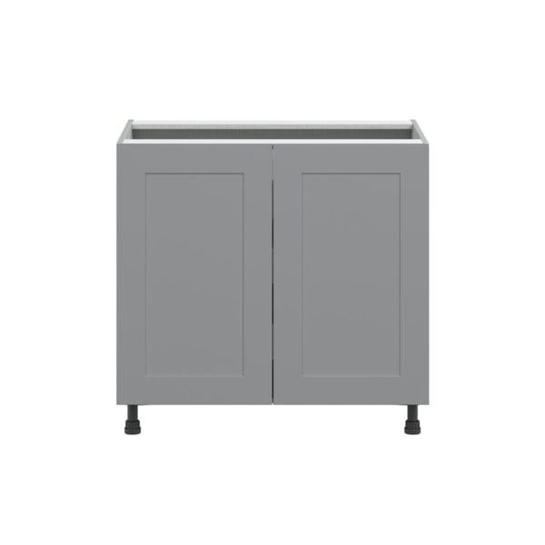 Willow Painted Slate Gray  Shaker Assembled Base Cabinet with 2 Full High Doors and 3 Inner Drawers (36 in. W x 34.5 in. H x 24 in. D)