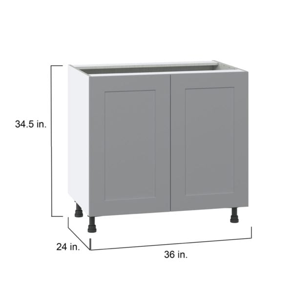 Willow Painted Slate Gray  Shaker Assembled Base Cabinet with 2 Full High Doors and 3 Inner Drawers (36 in. W x 34.5 in. H x 24 in. D)