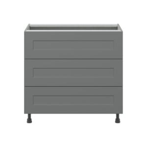 Willow Painted Slate Gray  Shaker Assembled Base Cabinet with Three 10 in. Drawers (36 in. W x 34.5 in. H x 24 in. D)