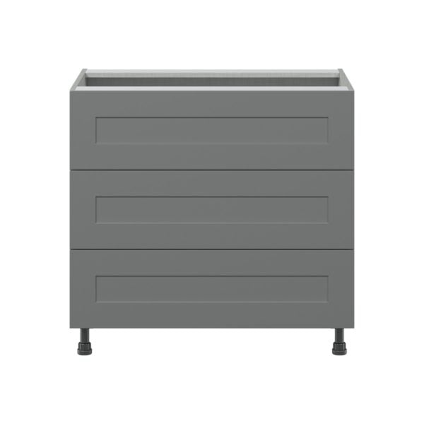 Willow Painted Slate Gray  Shaker Assembled Base Cabinet with Three 10 in. Drawers (36 in. W x 34.5 in. H x 24 in. D)