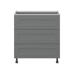 Willow Painted Slate Gray  Shaker Assembled Base Cabinet with Three 10 in. Drawers (30 in. W x 34.5 in. H x 24 in. D)