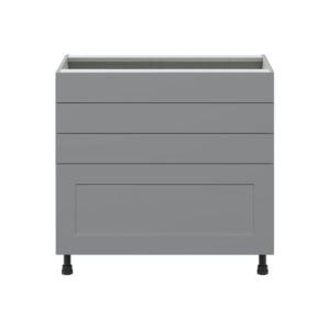 Willow Painted Slate Gray  Shaker Assembled Cooktop Base Cabinet with Drawers and False Front (36 in. W x 34.5 in. H x 24 in. D)