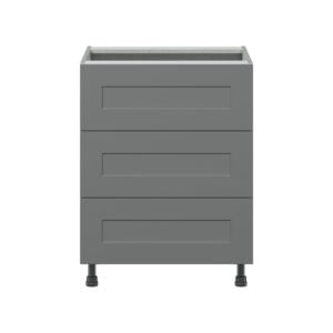 Willow Painted Slate Gray  Shaker Assembled Base Cabinet with Three 10 in. Drawers (24 in. W x 34.5 in. H x 24 in. D)