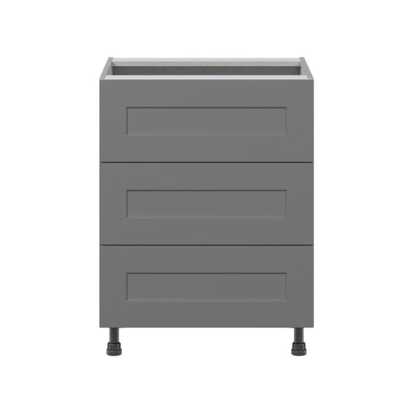 Willow Painted Slate Gray  Shaker Assembled Base Cabinet with Three 10 in. Drawers (24 in. W x 34.5 in. H x 24 in. D)