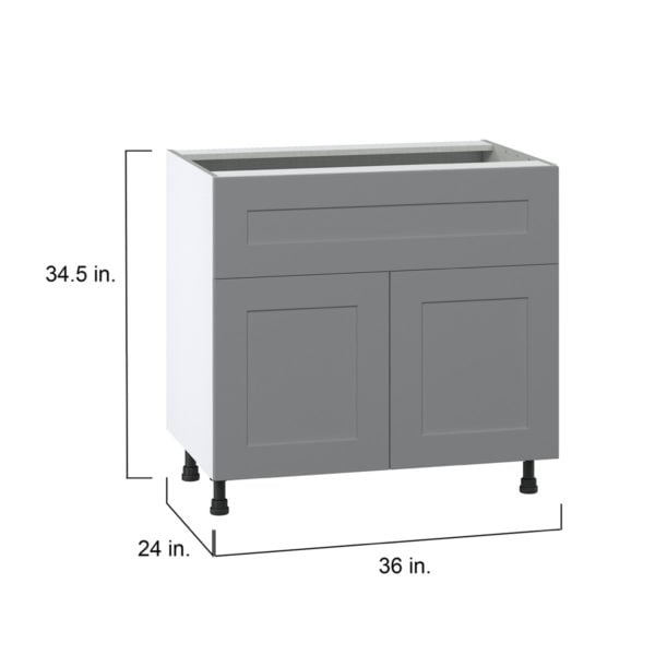 Willow Painted Slate Gray  Shaker Assembled Cooktop Base Cabinet with 2 Doors and a 10 in. Drawer (36 in. W x 34.5 in. H x 24 in. D)