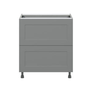 Willow Painted Slate Gray  Shaker Assembled Base Cabinet with 2 Drawers and 1 Inner Drawer (30 in. W x 34.5 in. H x 24 in. D)