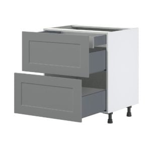 Willow Painted Slate Gray  Shaker Assembled Base Cabinet with 2 Drawers and 1 Inner Drawer (30 in. W x 34.5 in. H x 24 in. D)