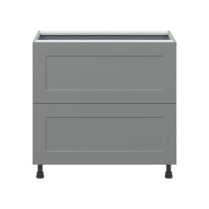 Willow Painted Slate Gray  Shaker Assembled Base Cabinet with 2 Drawers and 1 Inner Drawer (36 in. W x 34.5 in. H x 24 in. D)