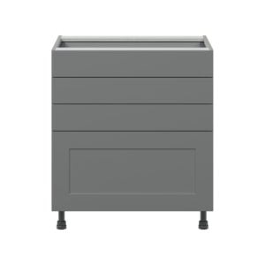 Willow Painted Slate Gray  Shaker Assembled Base Cabinet with 4 Drawers (30 in. W x 34.5 in. H x 24 in. D)