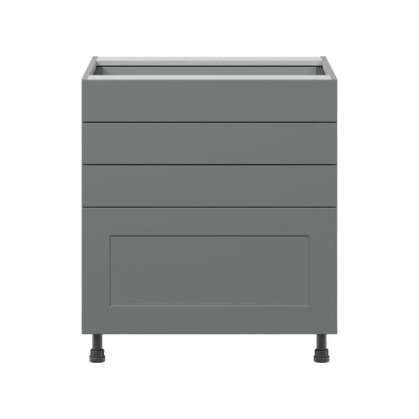 Willow Painted Slate Gray  Shaker Assembled Base Cabinet with 4 Drawers (30 in. W x 34.5 in. H x 24 in. D)