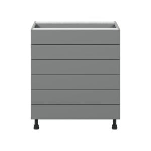 Willow Painted Slate Gray  Shaker Assembled Base Cabinet with 6 Drawers (30 in. W x 34.5 in. H x 24 in. D)