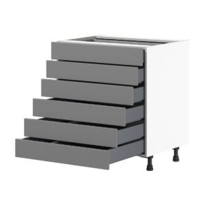 Willow Painted Slate Gray  Shaker Assembled Base Cabinet with 6 Drawers (30 in. W x 34.5 in. H x 24 in. D)