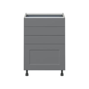 Willow Painted Slate Gray  Shaker Assembled Base Cabinet with 4 Drawers (24 in. W x 34.5 in. H x 24 in. D)