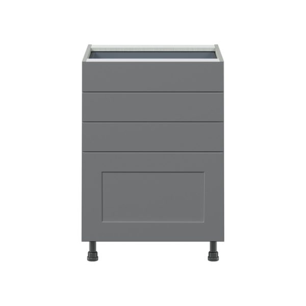 Willow Painted Slate Gray  Shaker Assembled Base Cabinet with 4 Drawers (24 in. W x 34.5 in. H x 24 in. D)