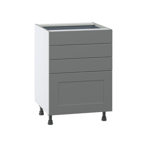 Willow Painted Slate Gray  Shaker Assembled Base Cabinet with 4 Drawers (24 in. W x 34.5 in. H x 24 in. D)