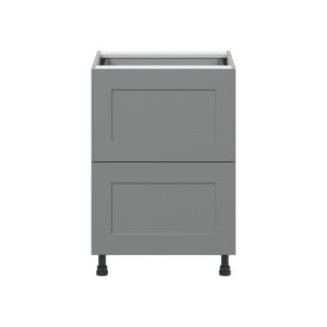 Willow Painted Slate Gray  Shaker Assembled Base Cabinet with 2 Drawers and 1 Inner Drawer (24 in. W x 34.5 in. H x 24 in. D)