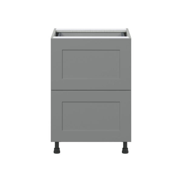 Willow Painted Slate Gray  Shaker Assembled Base Cabinet with 2 Drawers and 1 Inner Drawer (24 in. W x 34.5 in. H x 24 in. D)