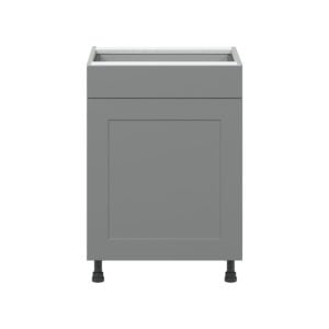 Willow Painted Slate Gray  Shaker Assembled Base Cabinet with 1  Door and 1 Drawer (24 in. W x 34.5 in. H x 24 in. D)