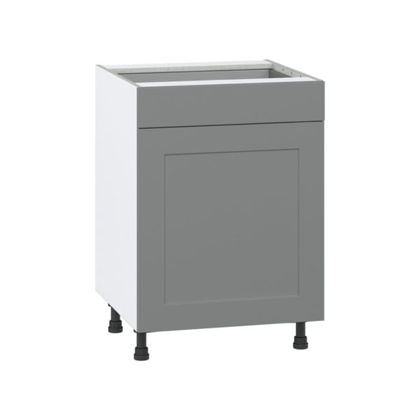 Willow Painted Slate Gray  Shaker Assembled Base Cabinet with 1  Door and 1 Drawer (24 in. W x 34.5 in. H x 24 in. D)