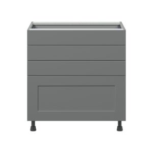 Willow Painted Slate Gray  Shaker Assembled Base Cabinet with 4 Drawers (36 in. W x 34.5 in. H x 24 in. D)