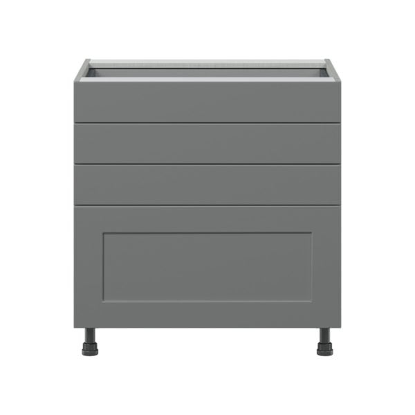 Willow Painted Slate Gray  Shaker Assembled Base Cabinet with 4 Drawers (36 in. W x 34.5 in. H x 24 in. D)