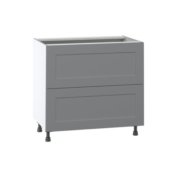 Willow Painted Slate Gray  Shaker Assembled  Cooktop Base Cabinet with 2 Drawers and a Inner Drawer (36 in. W x 34.5 in. H x 24 in. D)