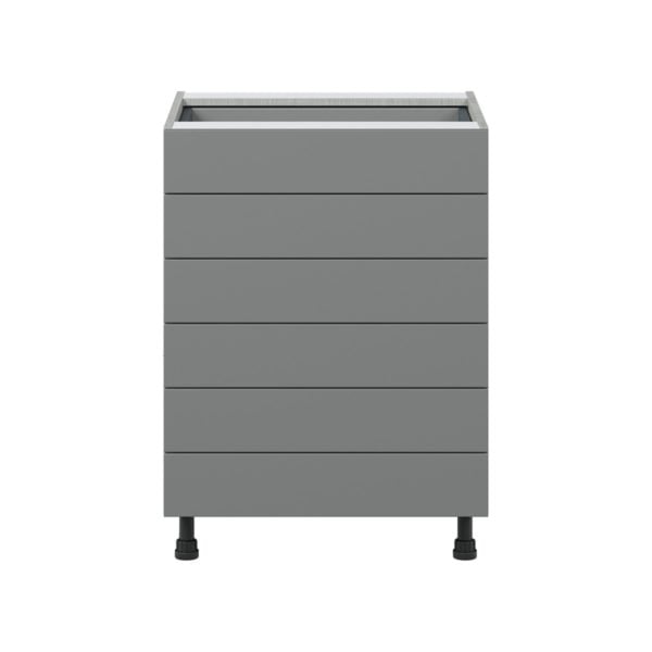 Willow Painted Slate Gray  Shaker Assembled Base Cabinet with 6 Drawers (24 in. W x 34.5 in. H x 24 in. D)