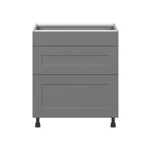 Willow Painted Slate Gray  Shaker Assembled Base Cabinet with 3 Drawers (30 in. W x 34.5 in. H x 24 in. D)