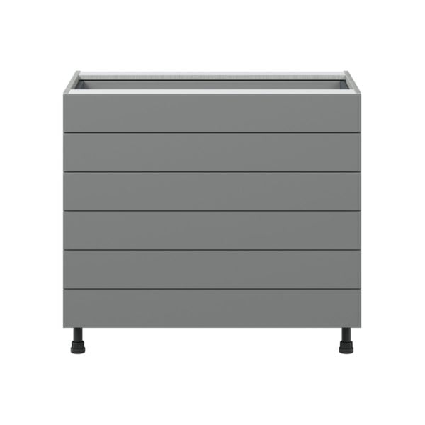 Willow Painted Slate Gray  Shaker Assembled Base Cabinet with 6 Drawers (36 in. W x 34.5 in. H x 24 in. D)