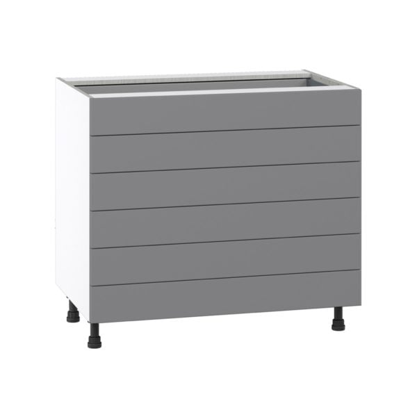 Willow Painted Slate Gray  Shaker Assembled Base Cabinet with 6 Drawers (36 in. W x 34.5 in. H x 24 in. D)