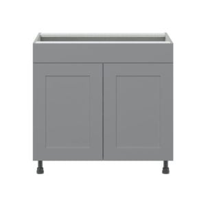 Willow Painted Slate Gray  Shaker Assembled Cooktop Base Cabinet with 2 Doors and False Front (36 in. W x 34.5 in. H x 24 in. D)