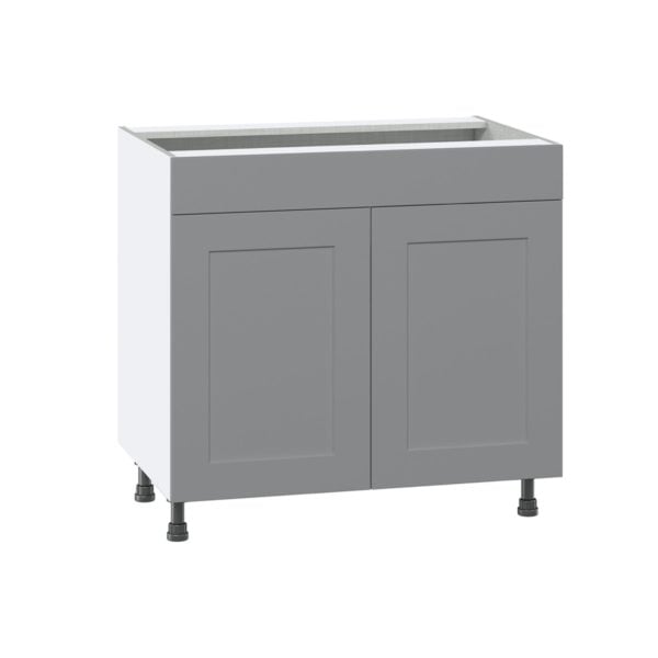 Willow Painted Slate Gray  Shaker Assembled Cooktop Base Cabinet with 2 Doors and False Front (36 in. W x 34.5 in. H x 24 in. D)