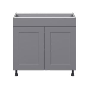 Willow Painted Slate Gray  Shaker Assembled Base Cabinet with 2  Doors and 1 Drawer (36 in. W x 34.5 in. H x 24 in. D)