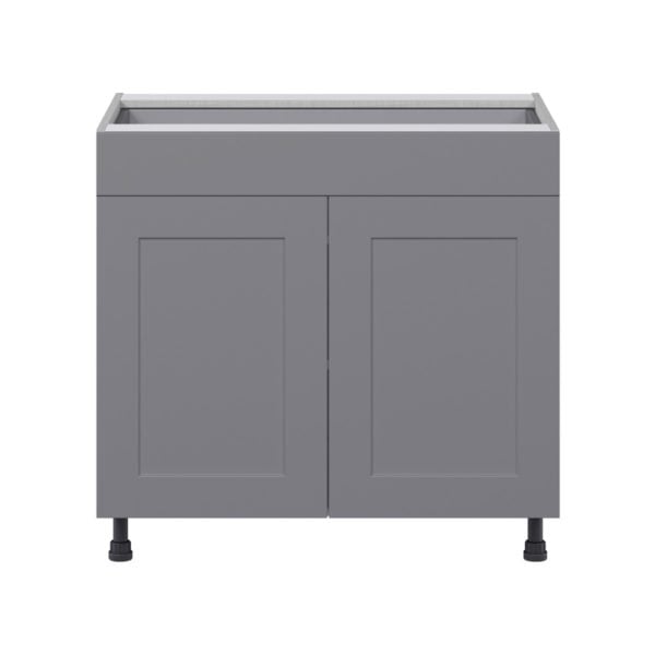 Willow Painted Slate Gray  Shaker Assembled Base Cabinet with 2  Doors and 1 Drawer (36 in. W x 34.5 in. H x 24 in. D)