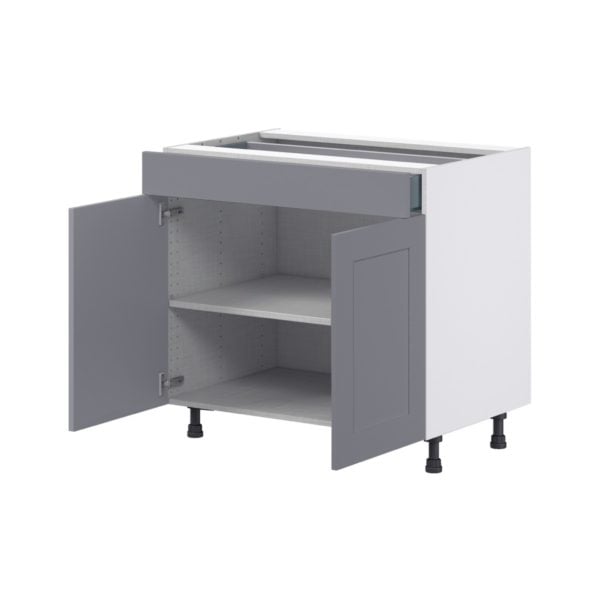 Willow Painted Slate Gray  Shaker Assembled Base Cabinet with 2  Doors and 1 Drawer (36 in. W x 34.5 in. H x 24 in. D)