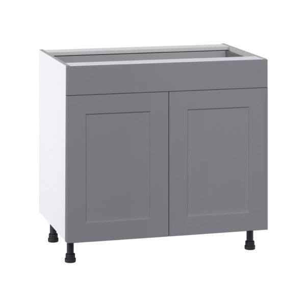 Willow Painted Slate Gray  Shaker Assembled Base Cabinet with 2  Doors and 1 Drawer (36 in. W x 34.5 in. H x 24 in. D)