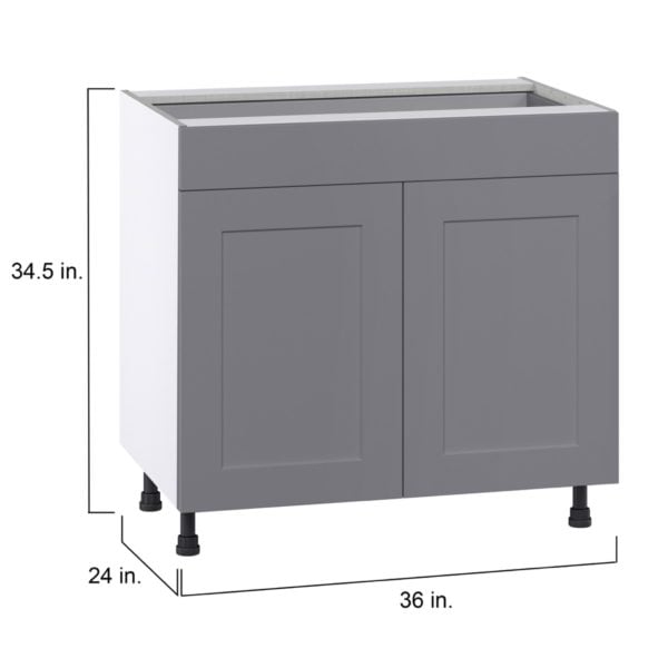 Willow Painted Slate Gray  Shaker Assembled Base Cabinet with 2  Doors and 1 Drawer (36 in. W x 34.5 in. H x 24 in. D)