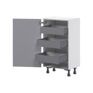 Willow Painted Slate Gray  Shaker Assembled Shallow Base Cabinet with a Full High Door and 3 Inner Drawers (18 in. W x 34.5 in. H x 14 in. D)