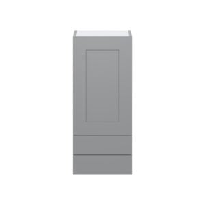 Willow Painted Slate Gray  Shaker Assembled Wall  Cabinet with a Door and Two 5 in. Drawers (15 in. W x 35 in. H x 14 in. D)