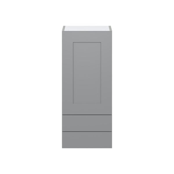 Willow Painted Slate Gray  Shaker Assembled Wall  Cabinet with a Door and Two 5 in. Drawers (15 in. W x 35 in. H x 14 in. D)