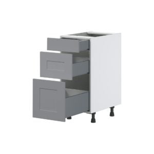 Willow Painted Slate Gray  Shaker Assembled Base Cabinet with 3 Drawers (15 in. W x 34.5 in. H x 24 in. D)