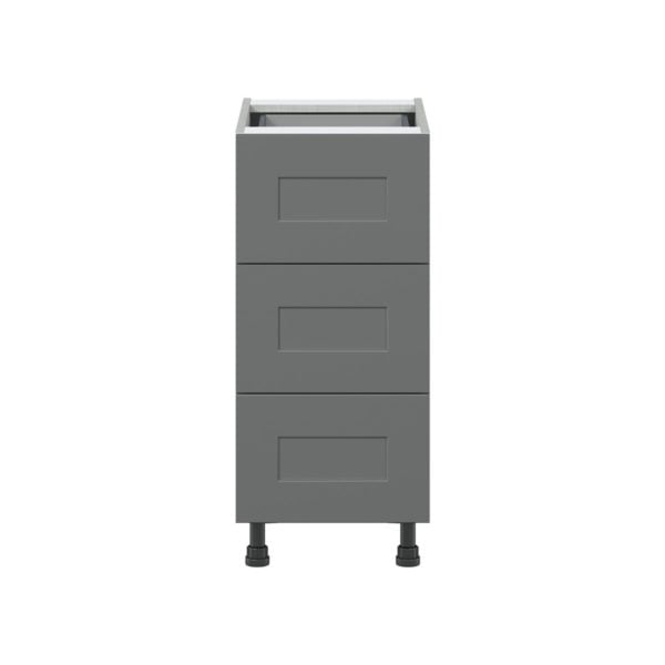 Willow Painted Slate Gray  Shaker Assembled Base Cabinet with Three 10 in. Drawers and 1 Inner Drawer (15 in. W x 34.5 in. H x 24 in. D)